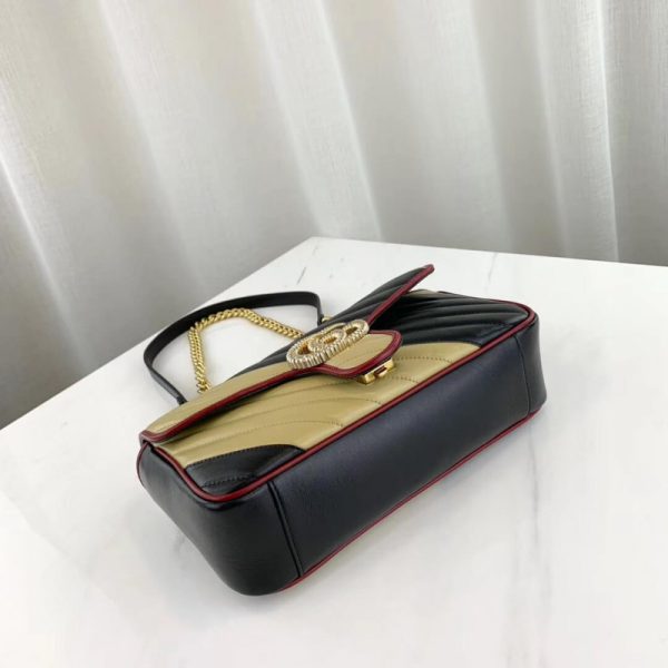 Replica Gucci GG Marmont Small Shoulder Bag Beige/Black - Image 4