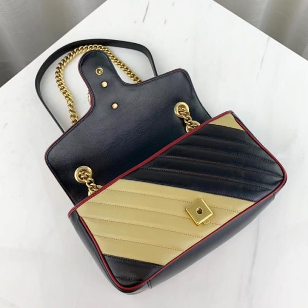 Replica Gucci GG Marmont Small Shoulder Bag Beige/Black - Image 5