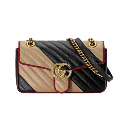 Replica Gucci GG Marmont Small Shoulder Bag Beige/Black
