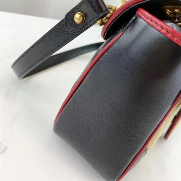 Replica Gucci GG Marmont Small Shoulder Bag Beige/Black - Image 6