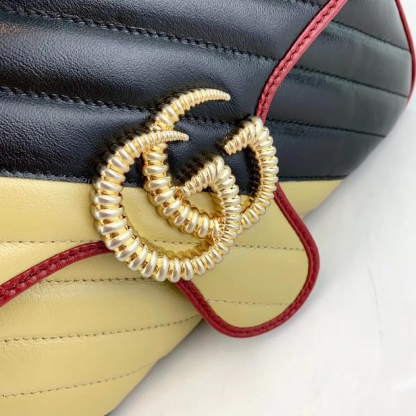 Replica Gucci GG Marmont Small Shoulder Bag Beige/Black - Image 7