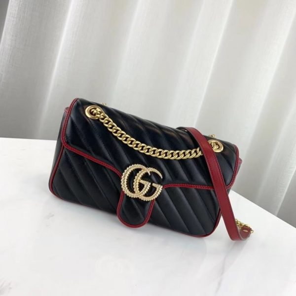 Gucci GG Marmont Small Shoulder Bag - Black Replica - Image 2