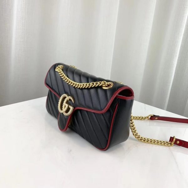 Gucci GG Marmont Small Shoulder Bag - Black Replica - Image 4