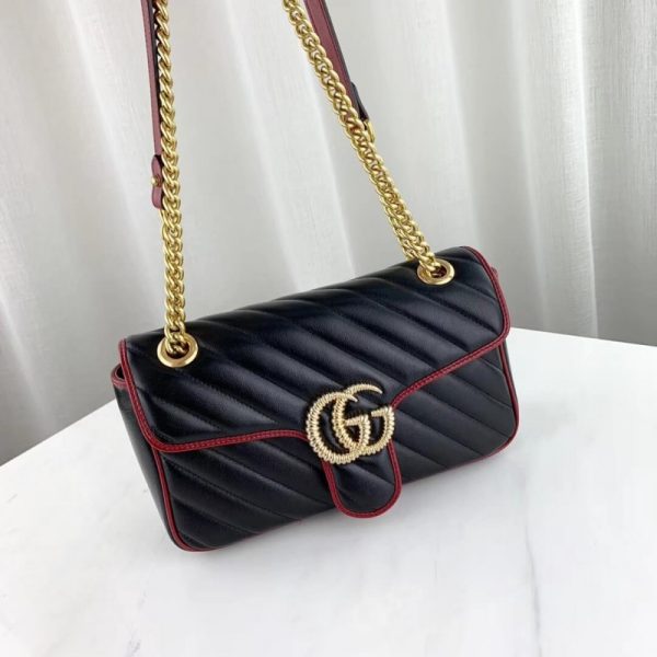 Gucci GG Marmont Small Shoulder Bag - Black Replica - Image 5