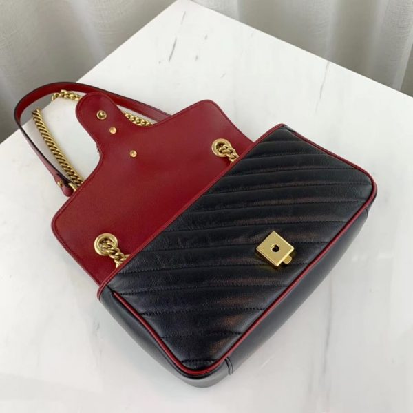 Gucci GG Marmont Small Shoulder Bag - Black Replica - Image 6