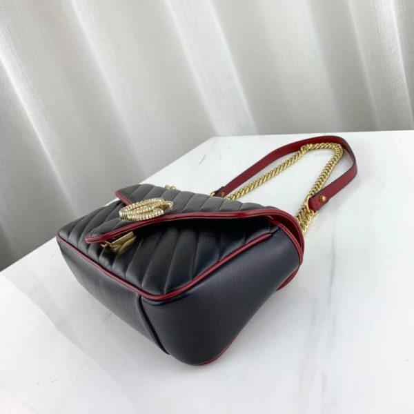 Gucci GG Marmont Small Shoulder Bag - Black Replica - Image 8