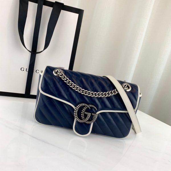 Replica Gucci GG Marmont Small Shoulder Bag in Blue - Image 2