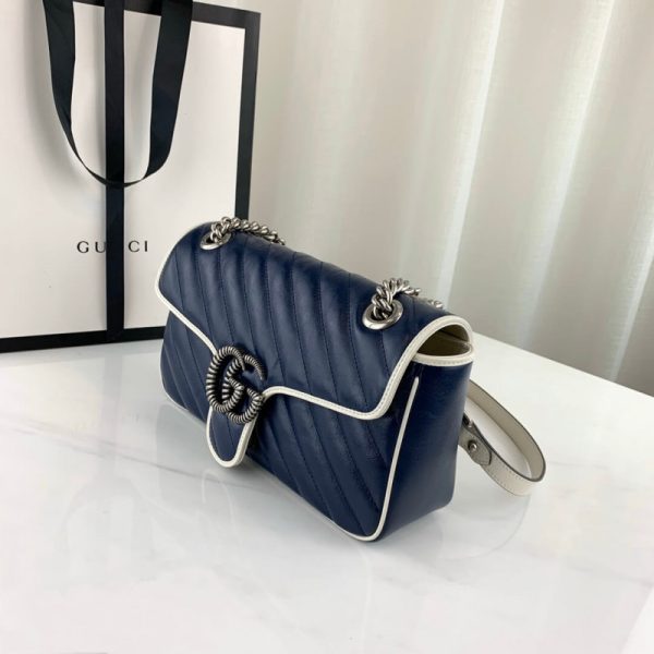 Replica Gucci GG Marmont Small Shoulder Bag in Blue - Image 4