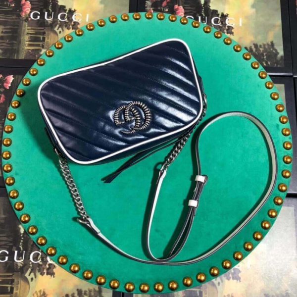 Replica Gucci GG Marmont Small Shoulder Bag, Blue - Image 5