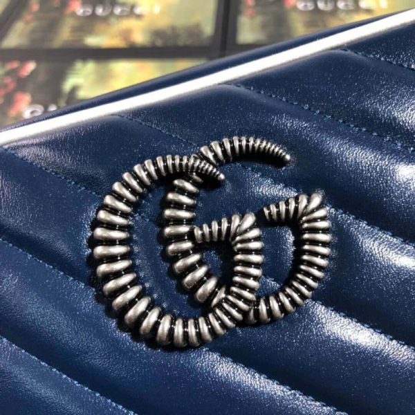 Replica Gucci GG Marmont Small Shoulder Bag, Blue - Image 9