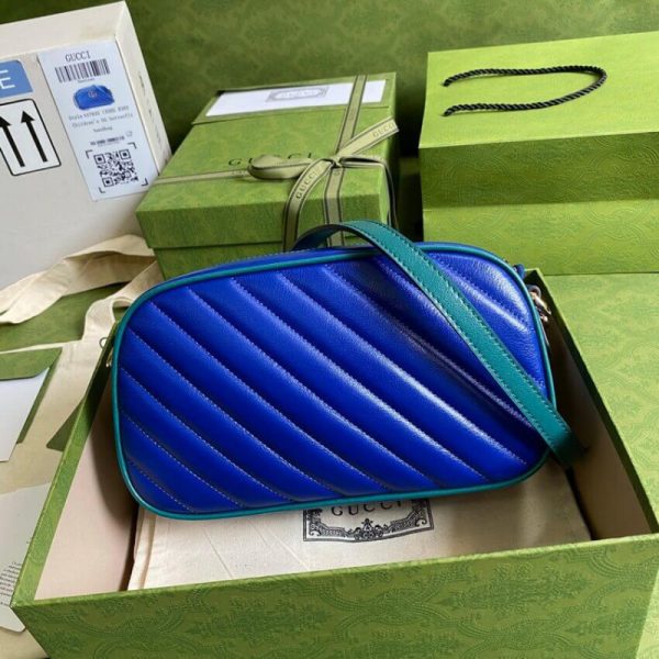 Gucci GG Marmont Replica Shoulder Bag - Blue & Emerald Leather - Image 3