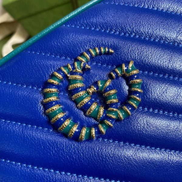Gucci GG Marmont Replica Shoulder Bag - Blue & Emerald Leather - Image 5