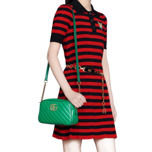 Replica Gucci GG Marmont Small Shoulder Bag in Emerald Leather - Image 2