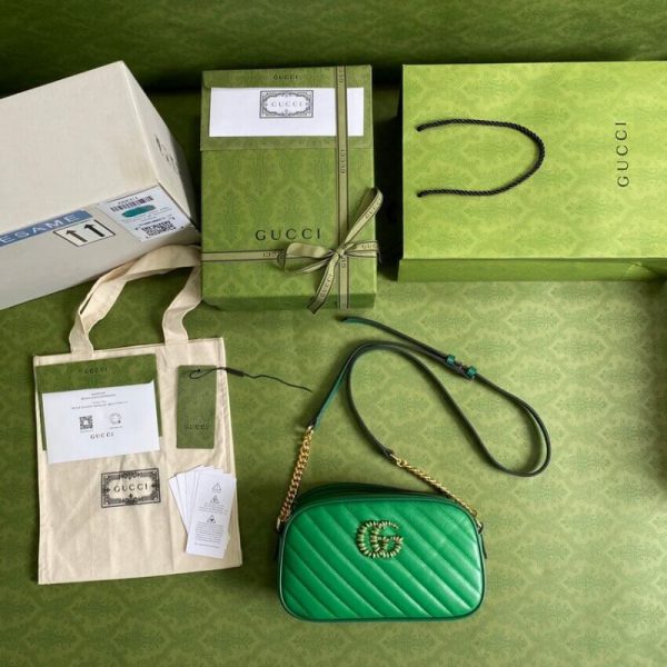 Replica Gucci GG Marmont Small Shoulder Bag in Emerald Leather - Image 11