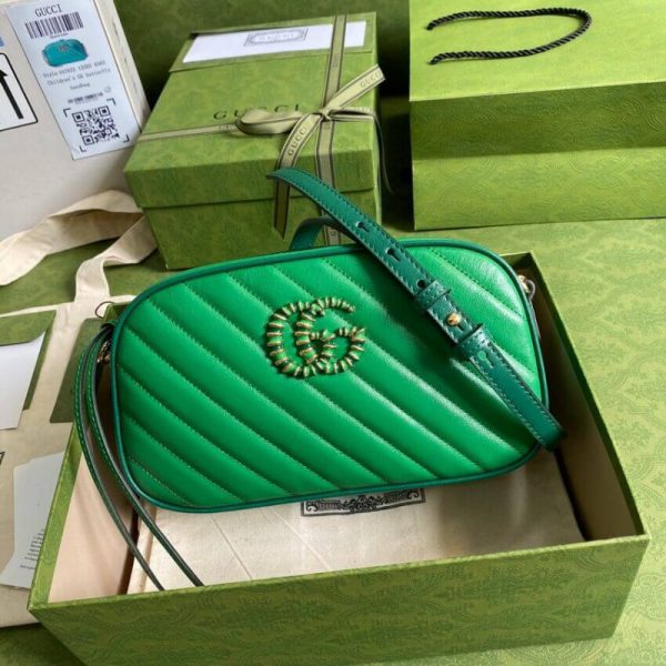 Replica Gucci GG Marmont Small Shoulder Bag in Emerald Leather - Image 3