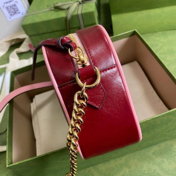 Red & Emerald Leather Replica Gucci GG Marmont Shoulder Bag - Image 7