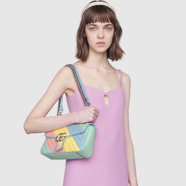 Gucci GG Marmont Small Shoulder Bag - Pastel Rainbow Replica - Image 2