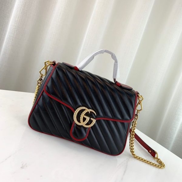 Replica Gucci GG Marmont Small Handle Bag in Black - Image 2