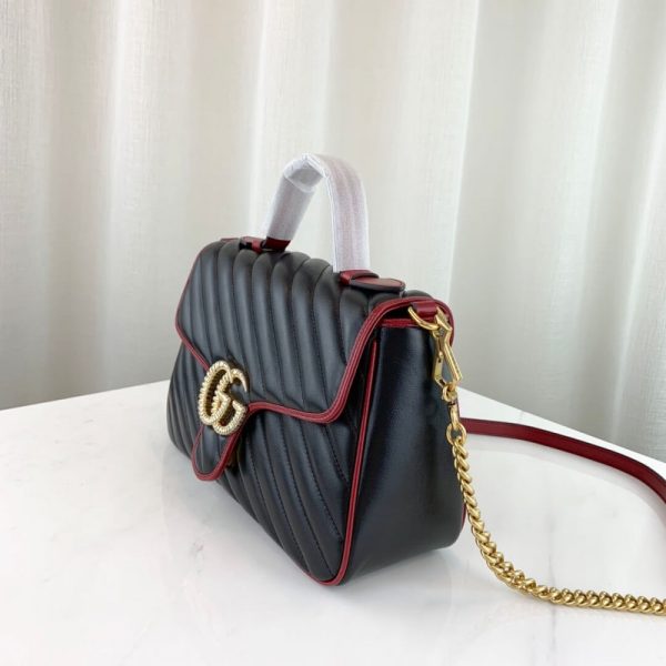 Replica Gucci GG Marmont Small Handle Bag in Black - Image 3