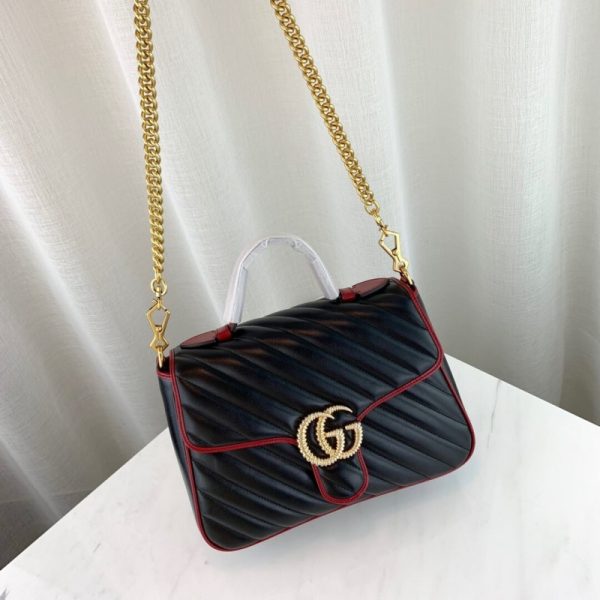 Replica Gucci GG Marmont Small Handle Bag in Black - Image 6
