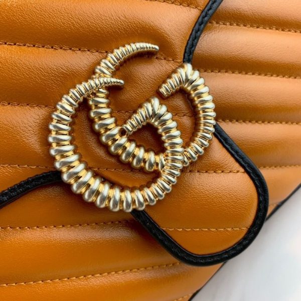 Replica Gucci GG Marmont Small Cognac Top Handle Bag - Image 5