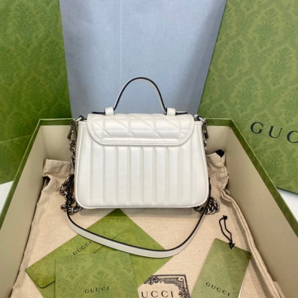 Replica Gucci GG Marmont Mini Leather Bag, White Handbag - Image 5