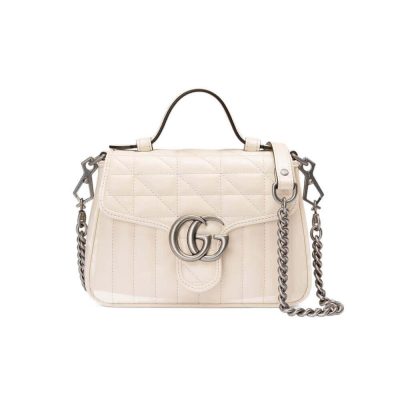 Replica Gucci GG Marmont Mini Leather Bag, White Handbag