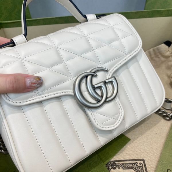 Replica Gucci GG Marmont Mini Leather Bag, White Handbag - Image 6