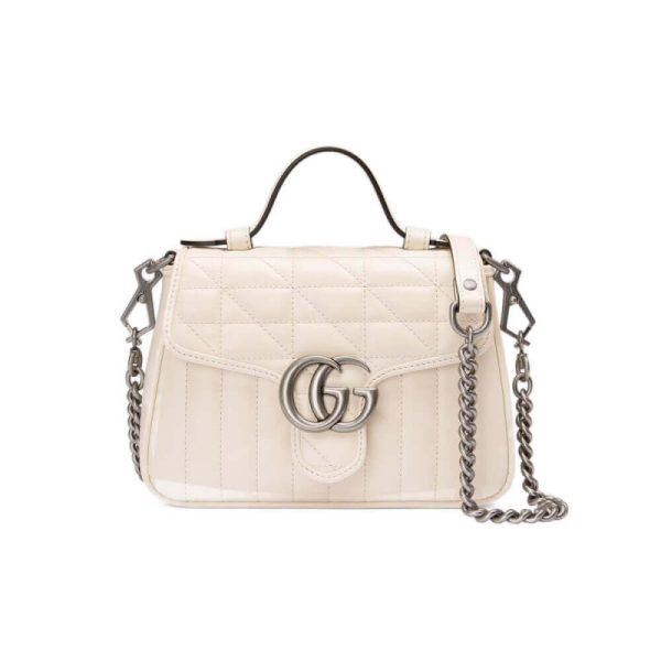 Replica Gucci GG Marmont Mini Leather Bag, White Handbag