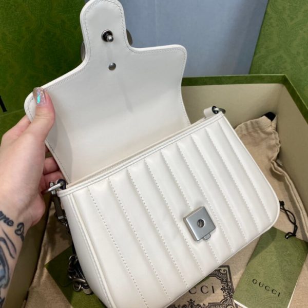 Replica Gucci GG Marmont Mini Leather Bag, White Handbag - Image 9