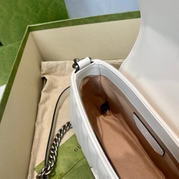 Replica Gucci GG Marmont Mini Leather Bag, White Handbag - Image 10
