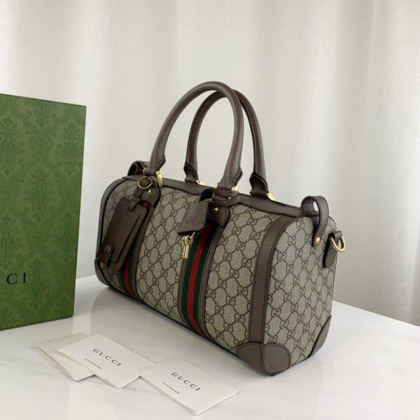 Replica Gucci GG Small Duffel Bag with Web Strap - Image 5