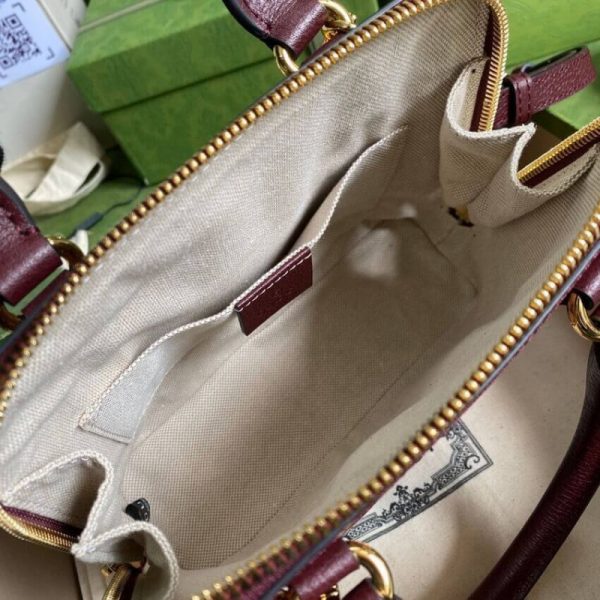 Replica Gucci Horsebit 1955 Mini Bag in Burgundy GG Canvas - Image 10