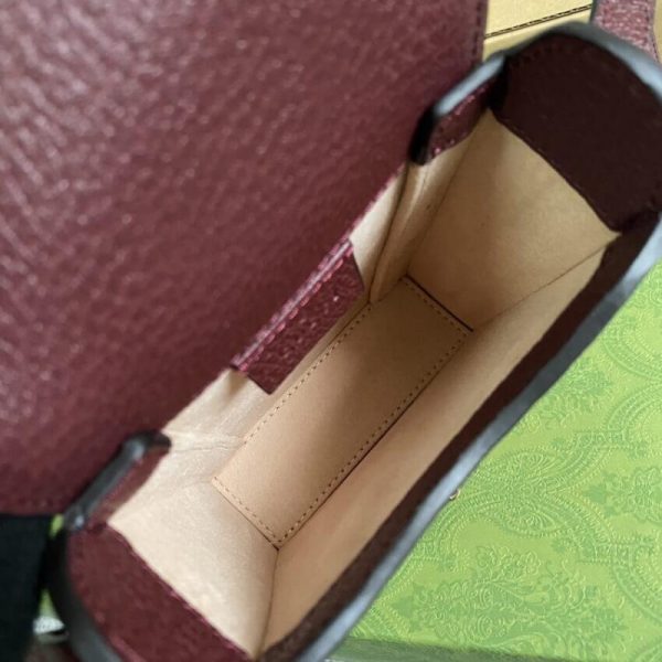 Replica Gucci Horsebit 1955 Mini Bag - Burgundy GG Canvas - Image 11