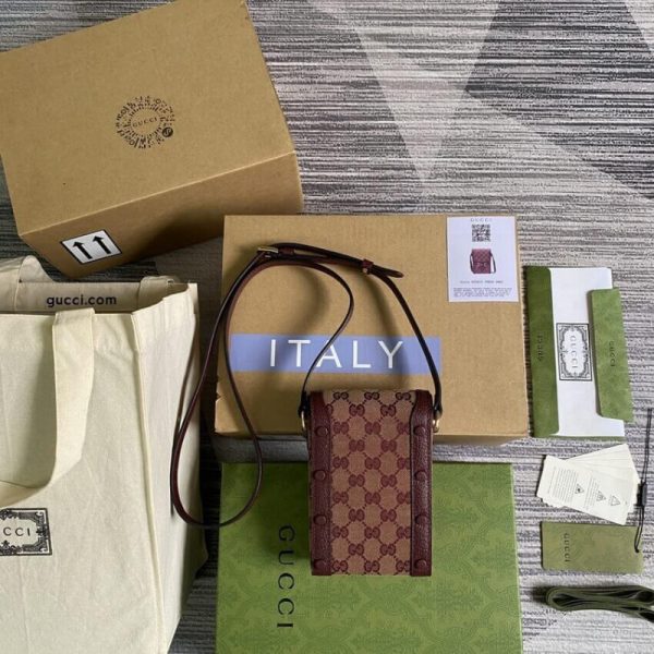 Replica Gucci Horsebit 1955 Mini Bag - Burgundy GG Canvas - Image 5