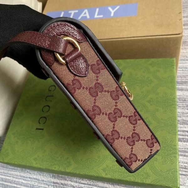Replica Gucci Horsebit 1955 Mini Bag - Burgundy GG Canvas - Image 6