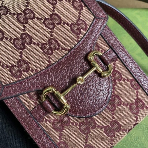 Replica Gucci Horsebit 1955 Mini Bag - Burgundy GG Canvas - Image 7