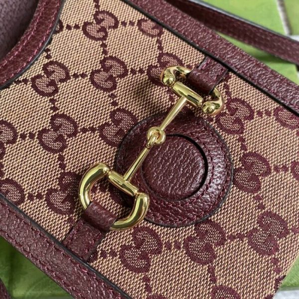 Replica Gucci Horsebit 1955 Mini Bag - Burgundy GG Canvas - Image 10