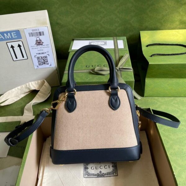 Replica Gucci Horsebit 1955 Mini Beige Canvas Bag - Image 3