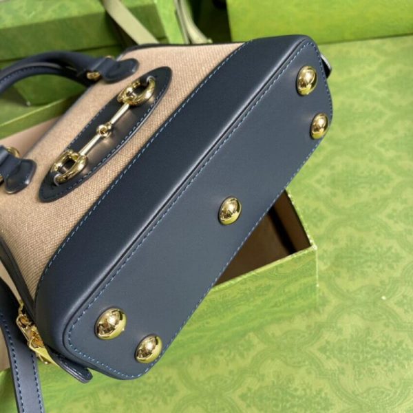 Replica Gucci Horsebit 1955 Mini Beige Canvas Bag - Image 4