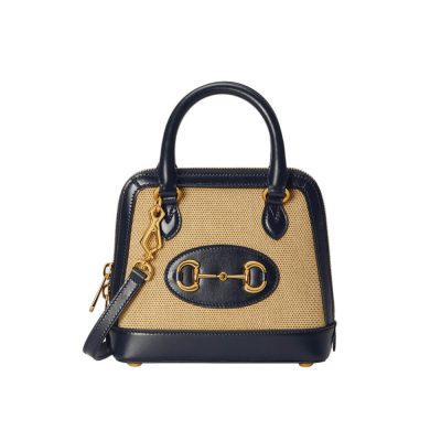 Replica Gucci Horsebit 1955 Mini Beige Canvas Bag