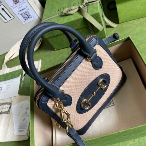 Replica Gucci Horsebit 1955 Mini Beige Canvas Bag - Image 7