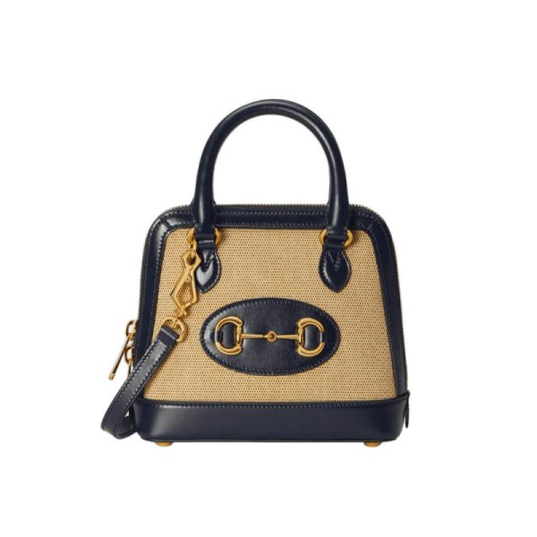 Replica Gucci Horsebit 1955 Mini Beige Canvas Bag