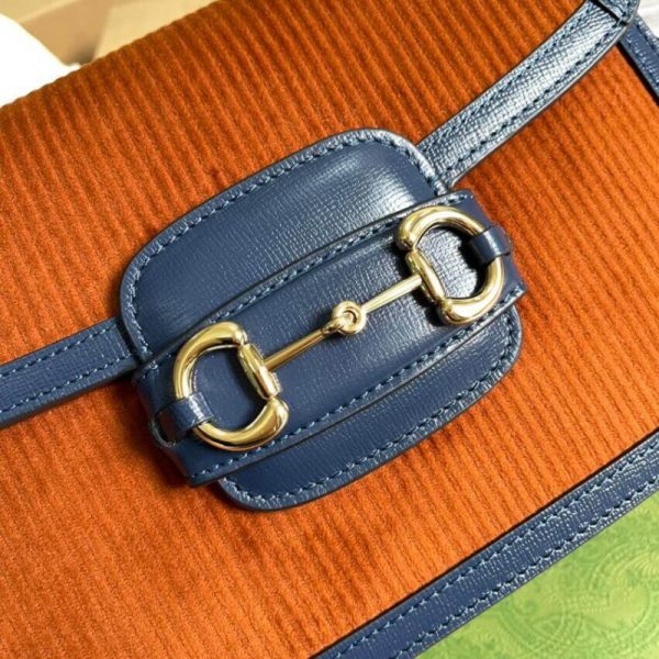 Replica Gucci Horsebit 1955 Small Brown Corduroy Bag - Image 8