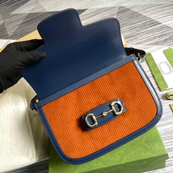 Replica Gucci Horsebit 1955 Small Brown Corduroy Bag - Image 10