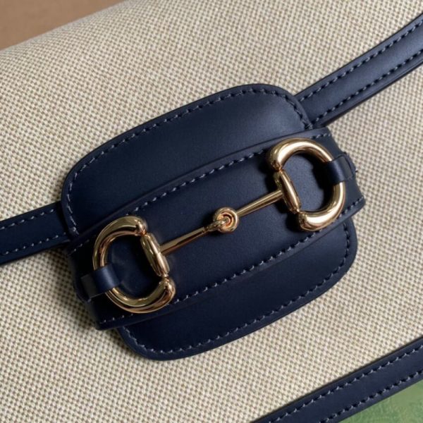Replica Gucci Horsebit 1955 Small Beige Canvas Bag 602204 - Image 9