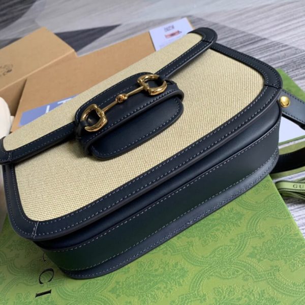 Replica Gucci Horsebit 1955 Small Beige Canvas Bag 602204 - Image 10