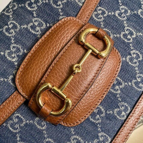 Replica Gucci Horsebit 1955 Small Blue Denim Bag - Image 5