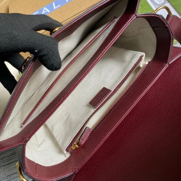 Replica Gucci Horsebit 1955 Small Burgundy GG Canvas Bag - Image 12