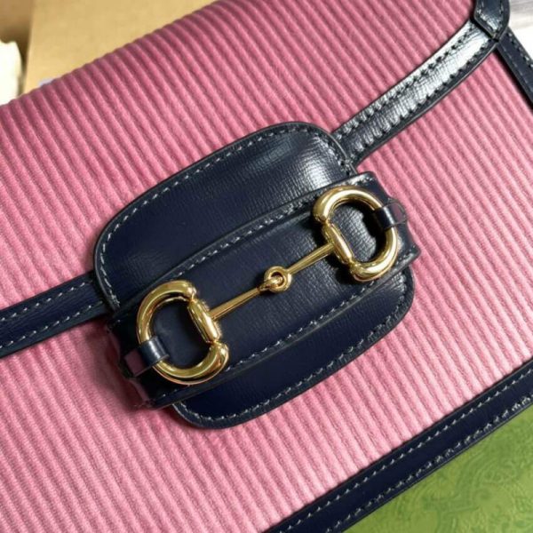 Replica Gucci Horsebit 1955 Small Pink Corduroy Bag - Image 8